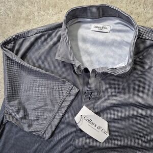 Collars & Co Shirt Mens XL Black Houndstooth Button Up Performance Office Preppy